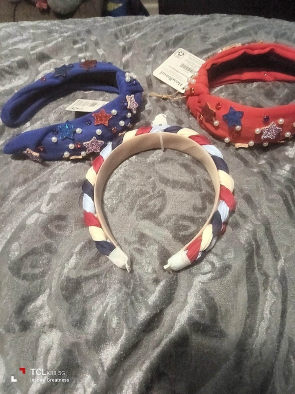Headband Embellished Set in Blue & Red NWT